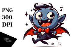 Goofy Cartoon Vampire with Bow Tie PNG Product Image 1