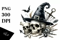 Simple Funny Halloween Clipart with Skull PNG Product Image 1