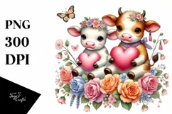 Colorful Baby Cow Heart PNG Product Image 1