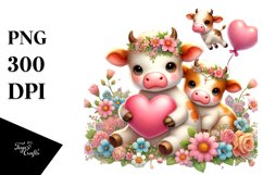 Colorful Baby Cow Heart PNG Product Image 1