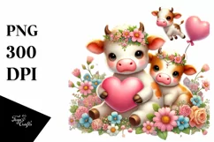 Colorful Baby Cow Heart PNG Product Image 1
