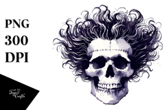 Simplistic Skull with Hair PNG Product Image 1