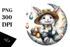Goofy Bunny with Flower Hat PNG Product Image 1