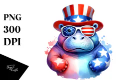 Colorful Hippo in USA Colors | Clipart Product Image 1