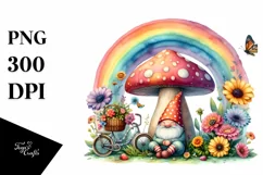 Colorful Gnome House with Rainbow and Flowers | Clipart Product Image 1