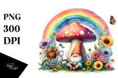 Colorful Gnome House with Rainbow and Flowers | Clipart Product Image 1