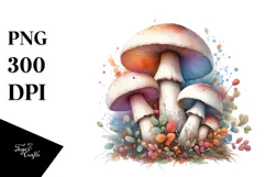 Detailed Mushroom Watercolor Splash PNG Product Image 1