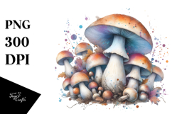 Detailed Mushroom Watercolor Splash PNG Product Image 1