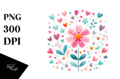 Simple Flower with Hearts PNG Product Image 1