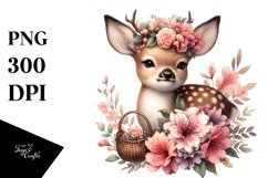 Detailed Boho Cute Baby Deer with Azalea Bouquet | Product Image 3