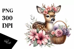 Detailed Boho Cute Baby Deer with Azalea Bouquet | Product Image 1