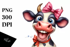 Cow Watercolor Crazy Funny Cow with Bow | Sublimation Product Image 3