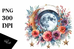 Vibrant Boho Moon Clipart, Transparent PNG Product Image 3