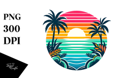 Retro Tropical Rainbow Sunset Design Product Image 1