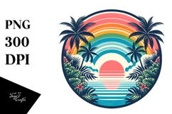 Retro Tropical Rainbow Sunset Design Product Image 1