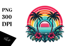 Retro Tropical Rainbow Sunset Clipart Product Image 1