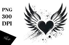Colorful Heart with Wings PNG Product Image 1