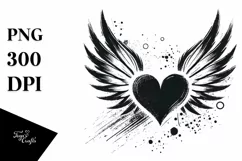 Colorful Heart with Wings PNG Product Image 1
