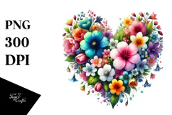 Colorful Digital Painting Spring Flowers Heart Product Image 1