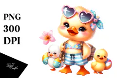 Whimsical Watercolor Baby Duck PNG Product Image 1