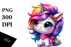 Cute Baby Unicorn Drawing, Vibrant PNG Product Image 1