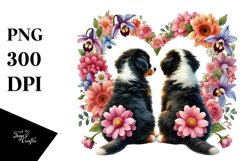 Cute Flower with Mountain Dog Heart PNG Product Image 1