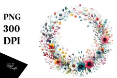 Colorful Abstract Wildflowers Wreath | Clipart Product Image 1
