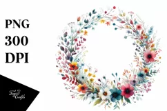 Colorful Abstract Wildflowers Wreath | Clipart Product Image 1