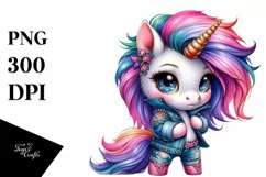 Cute Unicorn Posing, Cool Haircut PNG Product Image 1