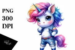 Cute Unicorn Posing, Cool Haircut PNG Product Image 1