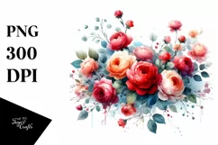 Abstract Red Roses Clipart, Transparent PNG Product Image 1