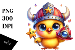 Goofy Chicken with Viking Helmet PNG Product Image 1