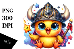 Goofy Chicken with Viking Helmet PNG Product Image 1