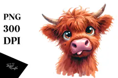 Funny Expressive Cow with Big Eyes PNG Product Image 1