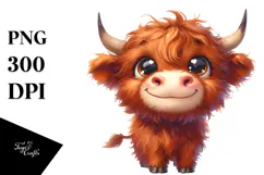 Funny Expressive Cow with Big Eyes PNG Product Image 1