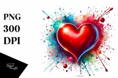 Red Glossy Heart, Digital Painting PNG Product Image 1