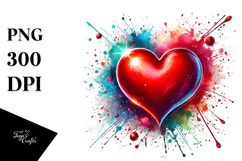 Red Heart Digital Painting PNG Product Image 1