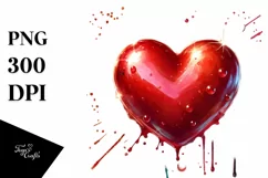 Red Glossy Heart, Digital Painting PNG Product Image 1