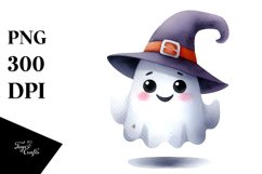 Funny Halloween Ghost Watercolor Clipart Product Image 1