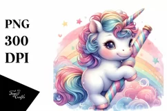 Baby Unicorn on Pole, Unique PNG Product Image 1