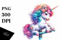 Baby Unicorn on Pole, Unique PNG Product Image 3