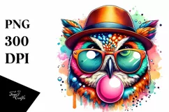 Colorful Quirky Owl Portrait Clipart Product Image 1