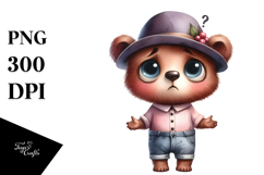 Bear Big Eyes Hat Standing | Clipart Product Image 1