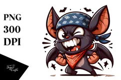 Cartoon Bat with Bandana, PNG Product Image 1