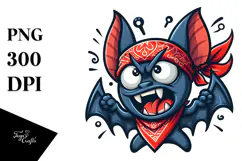Aggressive Bat with Bandana PNG Product Image 1