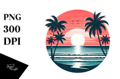 Vintage Tropical Sunset PNG Product Image 1