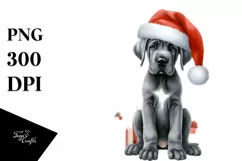 Cute Dog with Santa Hat, Summer PNG Product Image 1