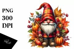 Detailed Vibrant Autumn Gnome PNG Product Image 1