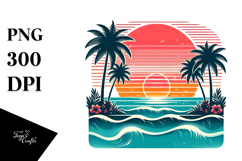 Retro Tropical Beach Sunset 20 oz Tumbler PNG Product Image 1
