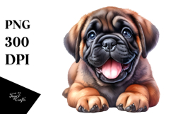 Watercolor Baby Bullmastiff Transparent PNG Product Image 1